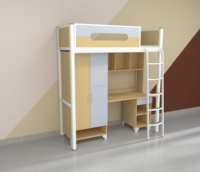 Mobilier pour dortoir d'école universitaire Lit superposé pour étudiant avec bureau Lit en bois métallique à deux étages pour chambre à coucher