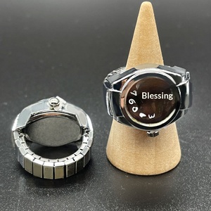 Montre à doigt unisexe style punk avec bracelet élastique, mouvement à quartz, mini taille, en acier inoxydable – Cadeau d'anniversaire pour <span class=keywords><strong>étudiant</strong></span>s, anniversaires, Noël - Product Image 1