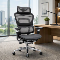 Chaise de bureau ergonomique en maille avec repose-pieds, appui-tête réglable et soutien lombaire, chaise d'ordinateur inclinable, pour l'étude