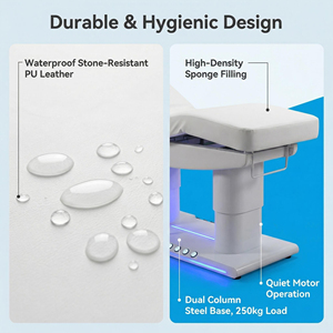 Table <span class=keywords><strong>de</strong></span> massage et <span class=keywords><strong>de</strong></span> beauté électrique chauffante, blanche, silencieuse, avec 2 bases stables, 3 ou 4 moteurs et réglage multi-angles - Product Image 5