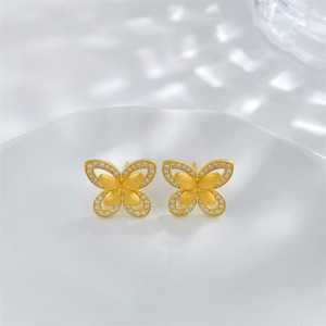 Pendientes de Plata de Ley S925 con Diamantes Cultivados en Laboratorio, Chapados en Oro, con Forma de <span class=keywords><strong>Mariposa</strong></span>, VVS, para Mujer, Joyería Fina, Juego de Pendientes de Plata - Product Image 2