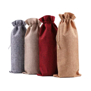 Một chai rượu vang Túi Vải Bố đay rượu vang Dây Kéo Túi hessian chai rượu vang Túi Quà Tặng với dây rút - Product Image 6