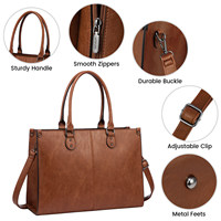 Sac fourre-tout LOVEVOOK en cuir PU vintage, grande capacité, étanche, avec fermeture éclair, idéal pour les femmes en voyage d'affaires - Vente chaude