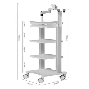 Mobile Laparoscope Tower 4 Layers Medical Endoscope Cart Instrument Trolley For Sale
