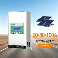 Contrôleur de charge solaire MPPT PowMr 60A 80A automatique 12V 24V 36V 48V pour système d'énergie solaire domestique