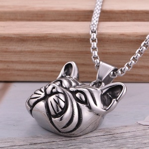 Colgantes de Perro Pug, Collares de Acero Inoxidable 316L, Dijes Vintage para Creación de Joyería Original Europea - Product Image 5