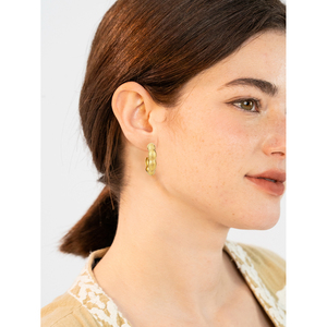 Orecchini Pendenti YFB E589 in Acciaio Inossidabile, Cerchi da 3,35 cm di Diametro, Collezione Primavera-Estate, Vendita all'Ingrosso - Product Image 2