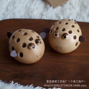 Portalápices de madera con forma de pez globo, organizador de escritorio redondo con forma de animal, para almacenamiento en el hogar u oficina, regalo - Product Image 3