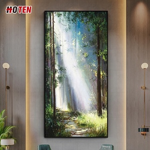 Peinture à l'huile sur toile de paysage moderne peinte à la main de taille personnalisée, soleil brillant dans <span class=keywords><strong>les</strong></span> bois, belle œuvre d'<span class=keywords><strong>art</strong></span> décorative - Product Image 2