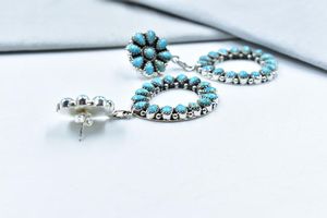 Boucles d'oreilles à tige en turquoise Mojave et argent sterling de haute qualité, faites à la main, pour femmes, boucles d'oreilles de fête de mariage, pierre naturelle - Product Image 3