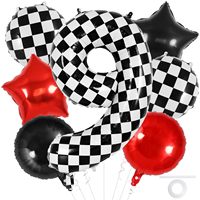Ballon en aluminium 40 pouces en forme de pneu et éclair, grand format, pour décoration de fête d'anniversaire sur le thème de la course automobile pour garçons de 1 à 9 ans