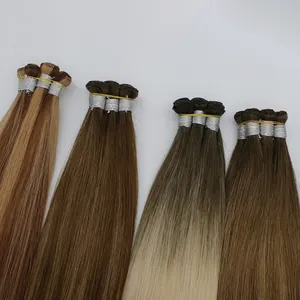 Fangcun Russian Human Hair HandTied Weft Hair Extensions Double Drawn Hand Tied Wefts