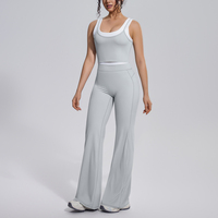 Ensemble de sport 2 pièces pour femmes, débardeur color block et pantalon évasé, tenue de sport douce et extensible pour le yoga, la gym et l'entraînement, 9 couleurs disponibles