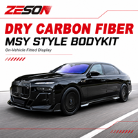 Kit carrosserie style MSY en fibre de carbone sèche : Lame avant, séparateur, diffuseur, jupes latérales, canards, coques de rétroviseurs, calandre pour BMW Série 7 G70