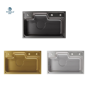 Évier de grande capacité en acier inoxydable noir nano fait à la main Évier de cuisine fabricants Évier de cuisine <span class=keywords><strong>et</strong></span> robinet - Product Image 2