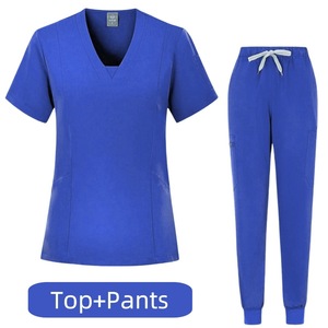 Women Hospital Scrub Set V-Neck Top And Pants Moisture Wicking Split Uniform For Medical Nursing Use - Product Image 2