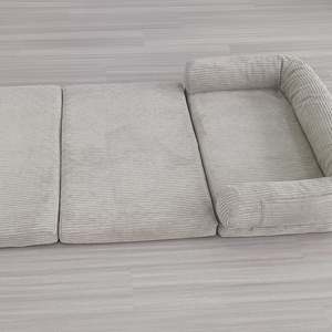 Sofá perezoso de felpa para una sola persona a la moda con cama portátil triple grande para perros, tela con patrón sólido para uso doméstico embalado en cartón - Product Image 4