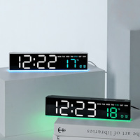 Grande horloge murale numérique LED avec affichage de la température et veilleuse, horloge de bureau moderne pour chambre, bureau, décoration de la maison