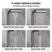 Robinet de lavabo cascade haut de gamme noir mat avec affichage numérique LED intelligent, à poser sur le comptoir, pour salle de bain