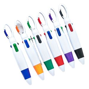 Stylo bille en plastique quatre couleurs avec logo personnalisé, portable, multifonction, avec bouton de fixation pour la publicité et les cadeaux - Product Image 1