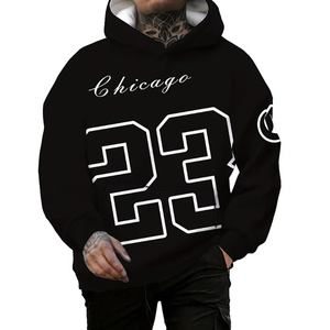 Sweat à capuche surdimensionné pour homme en polyester/coton respirant de 250 g/m², imprimé en 3D personnalisé, uni, teint en pièce, pour l'hiver - Product Image 3