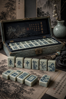 Siap Kirim Set Mahjong Amerika 160 Ubin Akrilik Berukir dengan Koper Mewah dan Rak Standar Profesional USA