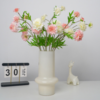 Fleur artificielle de Scabiosa à 3 têtes, en soie, pour centre de table, mariage et décoration intérieure, commande en gros, directement de l'usine