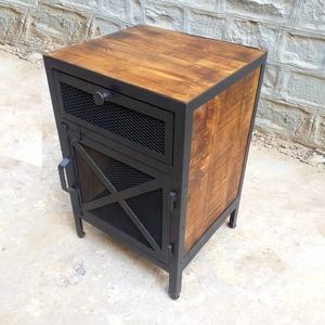 Petite table de chevet industrielle en bois massif avec tiroir pour meubles de chambre à coucher d'appartement et d'hôtel confortables et élégants - Product Image 6