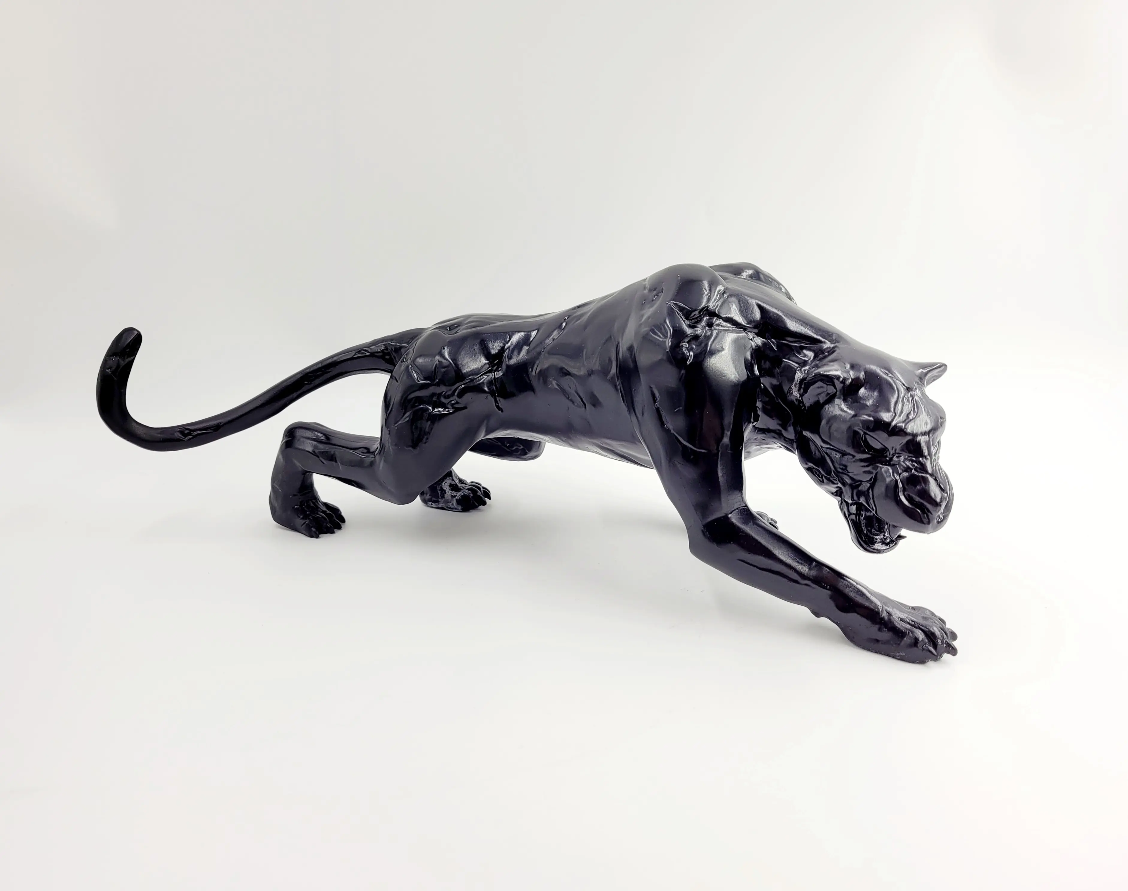 Koperen Zwarte Panter Sculptuur Realistische Stijl Huisdecoratie Relatiegeschenken