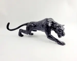 Copper black panther sculpture realistic style home decoration business gifts