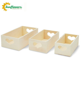 Chưa hoàn thành khay bằng gỗ hộp thiết lập với hình trái tim xử lý <span class=keywords><strong>DIY</strong></span> gỗ thủ công mỹ nghệ 3 kích cỡ cho tường dấu hiệu và hộp gỗ - Product Image 2