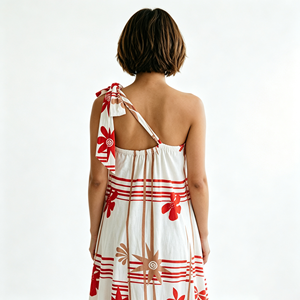 Robe longue plissée asymétrique à imprimé plage, luxueuse et confortable, en soie, pour <span class=keywords><strong>femme</strong></span> - Product Image 3
