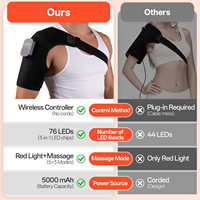 Appareil de thérapie par lumière rouge infrarouge portable 660nm 850nm pour l'épaule avec vibration et chauffage – Enveloppement d'épaule à lumière rouge