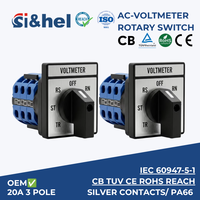 Si&hel LW28-20/3V 20A Voltmeter Panel Sudut Kanan Saklar Cam Pengalih 2-Seksi 660V Instrumen Pengukuran Tegangan 3-Fasa