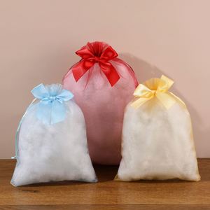 Nouveauté : Sacs d'échantillons de cosmétiques en gros avec nœud, sacs cadeaux transparents en maille et organza - Product Image 3