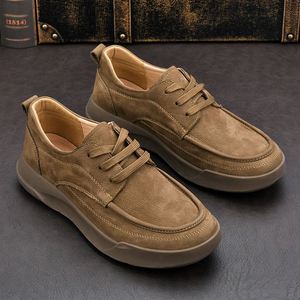 Men Genuine Leather Casual Shoes Vintage Lace‑up Low <b>Top</b> Sneakers Thick Cushioned Sole <b>Walking</b> Shoes for Daily Business Shoes - Product Image 4