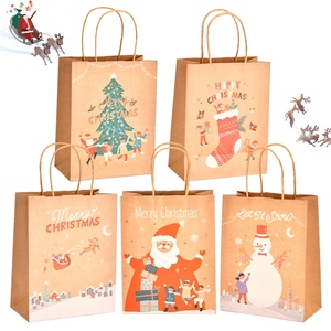맞춤형 로고 크리스마스 크라프트지 식품 선물 포장 종이 가방 - Product Image 4