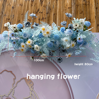 Composition florale artificielle en soie bleue, guirlande de fleurs suspendues pour fêtes, mariages, festivals et événements