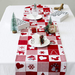 Fabricants Vente en gros de décorations de Noël, décorations de bureau, chemins de table créatifs de style impression Elk de Noël - Product Image 1