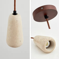 Lampe suspendue en travertin jaune, style japonais Wabi Sabi, avec cavité, hauteur réglable, LED, style minimaliste nordique rustique, utilisation hôtelière, taille moyenne