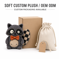 Fabricante OEM ODM de Juguetes de Peluche de Mapache con Lazo, Personalizados y Directos de Fábrica, para Marcas de Marca Privada y Pedidos al por Mayor