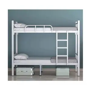 売れ筋耐久性のあるシンプルなダブル二段スタッフ豪華な寮の鉄のベッドとはしごの学校の家具