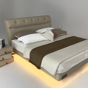 <span class=keywords><strong>Lit</strong></span> Queen Flottant Moderne Minimaliste Italien en Cuir avec Lumière LED à Capteur, Tête <span class=keywords><strong>de</strong></span> <span class=keywords><strong>Lit</strong></span> Capitonnée Douce, <span class=keywords><strong>Mousse</strong></span> Écologique - Product Image 1