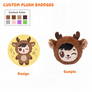 Fabricant de jouets en peluche personnalisés, faible MOQ, badges tête de personnage mignonnes en forme de bois de cerf, cadeaux pour adhérents de passe annuelle du <span class=keywords><strong>zoo</strong></span>, poupées humaines en peluche personnalisées - Product Image 1