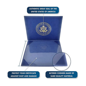 Großhandel Aktenbox mit Heißprägung, Blaue A4 Ledereinband-Schutzhülle für Abschluss- und Ehrenurkunden, Ausweiserfassung für Auslandsstudium - Product Image 3