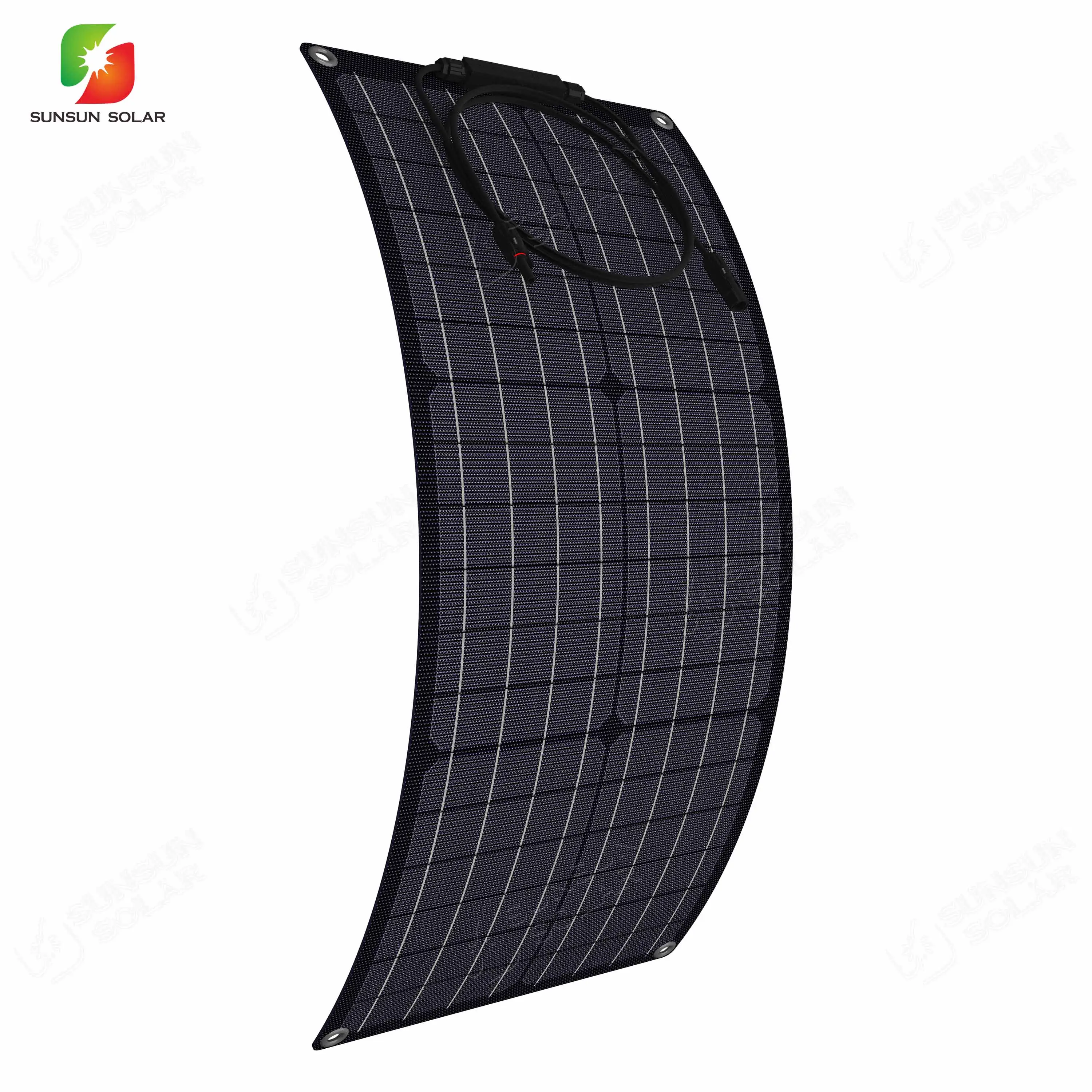 SUNSUN ALL BLACK 40W 18V ETFE monocrystalline cell semi flexible pv solar panel charger