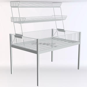 Table de promotion en zinc portable à la mode Poubelle promotionnelle en fil métallique Étagère centrale pliable de style moderne Capacité de 30kg pour magasin - Product Image 1