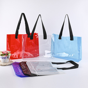 Custom Printed Waterproof Reusable PVC Cosmetic Organizer <b>Tote</b> <b>Bag</b> Rope Handle Laser <b>Rainbow</b> Color For Gift Use - Product Image 4