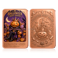 Barre de cuivre fin 0,999 de 5 OZ, lingot de cuivre pour défilé de nuit d'Halloween, barre de cuivre de collection 3D colorée avec motifs citrouille, fantôme, vampire, momie