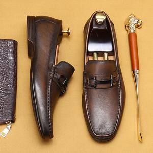 Men's Genuine Leather Soft-Sole English Style One-Piece Lace-Up Loafers Casual Shoes for Office Career Anti-Slip Breathable - Product Image 3